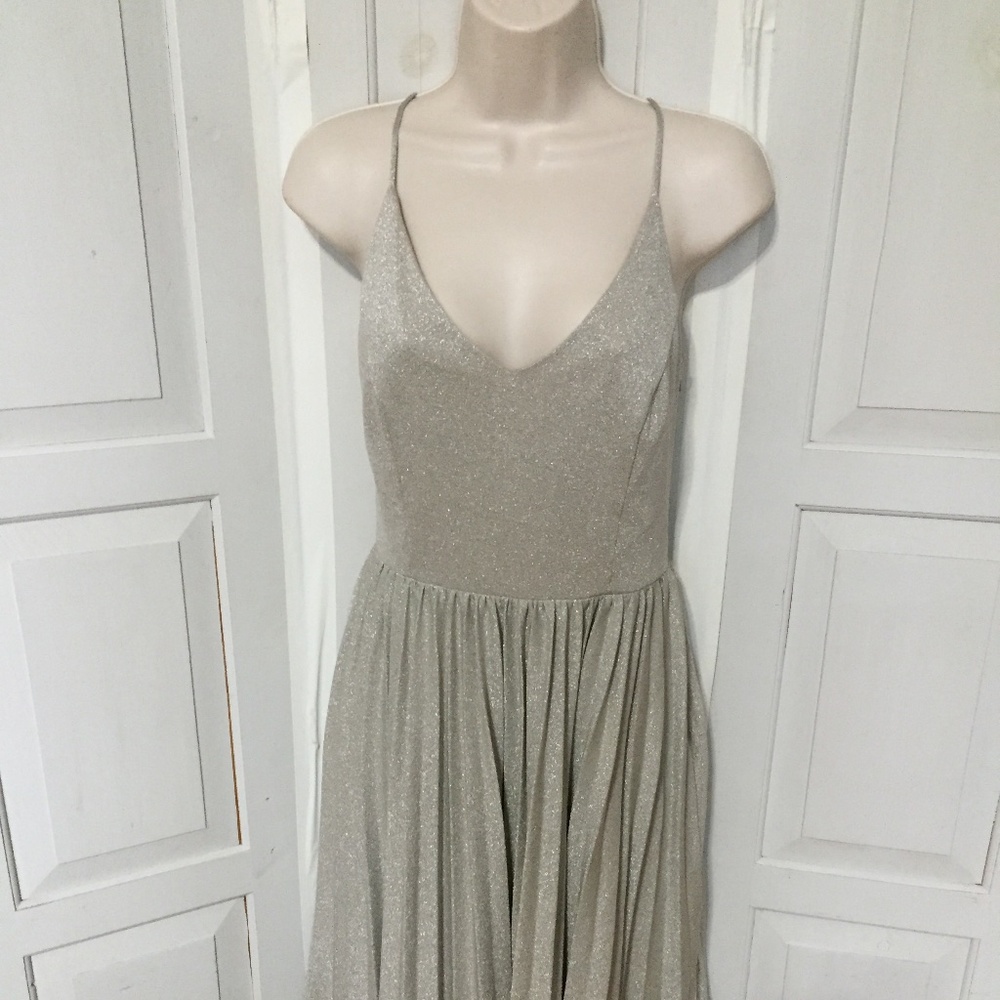 elevenses Shimmery Silver Midi Dress